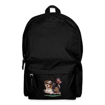 Süßer Cartoon Havanese mit buntem Schmetterling - Rucksack - Schwarz - Vorne