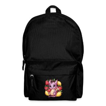 Cartoon Kawaii Dragon with Lemons and Strawberries - Backpack - black - Front