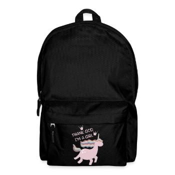 Danke Gott, ich bin ein Mädchen - Einhorn - Rucksack - Schwarz - Vorne