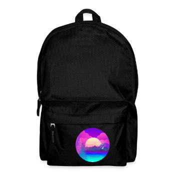 See in den Bergen mit Wald beim Sonnenuntergang - Rucksack - Schwarz - Vorne