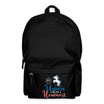 My Unicorn ate my Homework - Hausaufgaben -Einhorn - Rucksack - Schwarz - Vorne