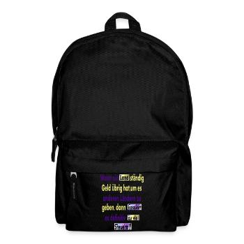 Zu viele Steuern - Rucksack - Schwarz - Vorne