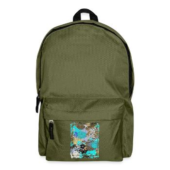 Japanese Floral Pattern Chrysanthemum Cherry - Backpack - olive green - Front