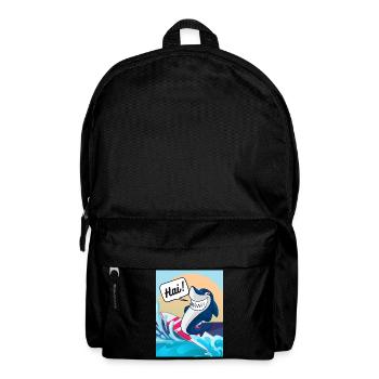 Shark Hai lustiger Gruß Spruch Cartoon Comic - Hai - Rucksack - Schwarz - Vorne