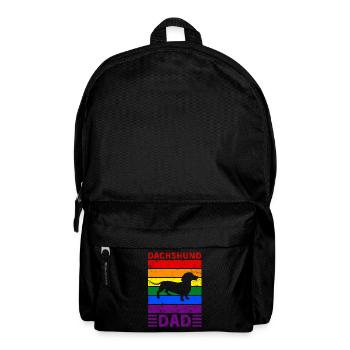 Dachshund Dad LGBTQ Rainbow Flag - Backpack - black - Front