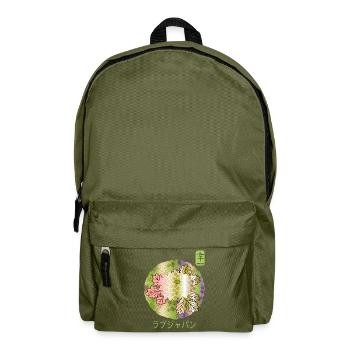 Japanische Vintage Floral Chrysantheme Glück - Rucksack - Olivgrün - Vorne
