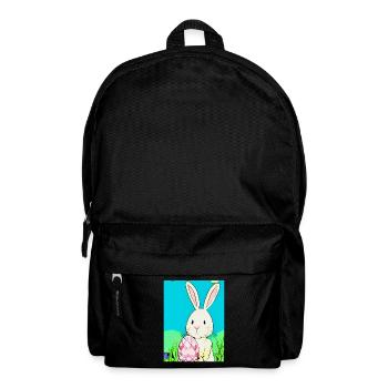 Neon Osterhase mit Osterei im Gras - Rucksack - Schwarz - Vorne