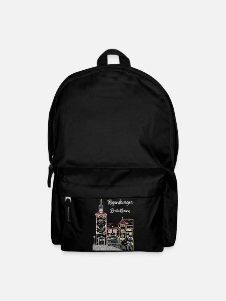 Regensburg, Brückturm, Strichzeichnung, Bayern - Rucksack - Schwarz