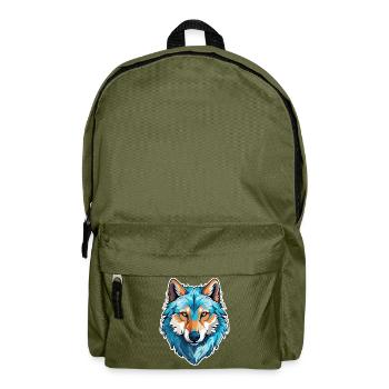 Wolf Kostüm blauer Wolfskopf Werwolf und - Rucksack - Olivgrün - Vorne
