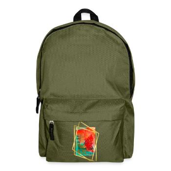 Fusion abstraite avec des hexagones vibrants - Sac à dos - vert olive - Devant