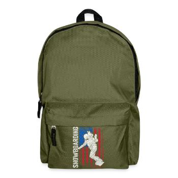 Snowboarder Board Winter Sports Winter Holidays - Backpack - olive green - Front