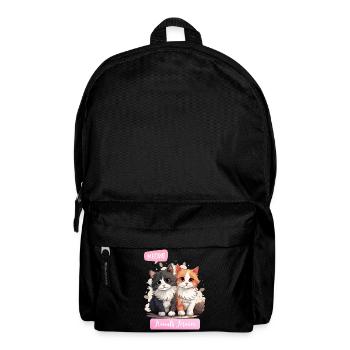 Adorable Cat Duo Friendship Illustration - Backpack - black - Front