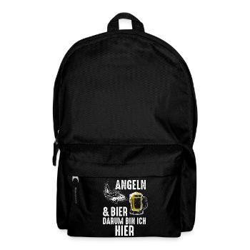 Angeln und Bier, darum bin ich hier. - Rucksack - Schwarz - Vorne