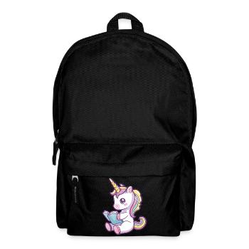 Niedliches Einhorn Cartoon liest ein Buch - Rucksack - Schwarz - Vorne