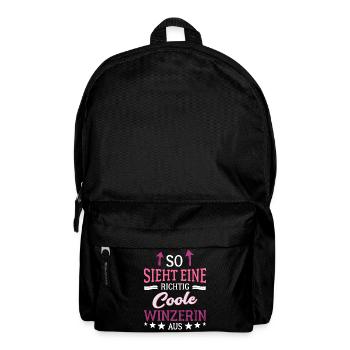 So sieht eine coole Winzerin aus Kellerei Wein - Rucksack - Schwarz - Vorne