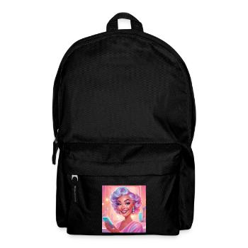 Portrait de femme rétro avec cheveux pastel - Sac à dos - noir - Devant