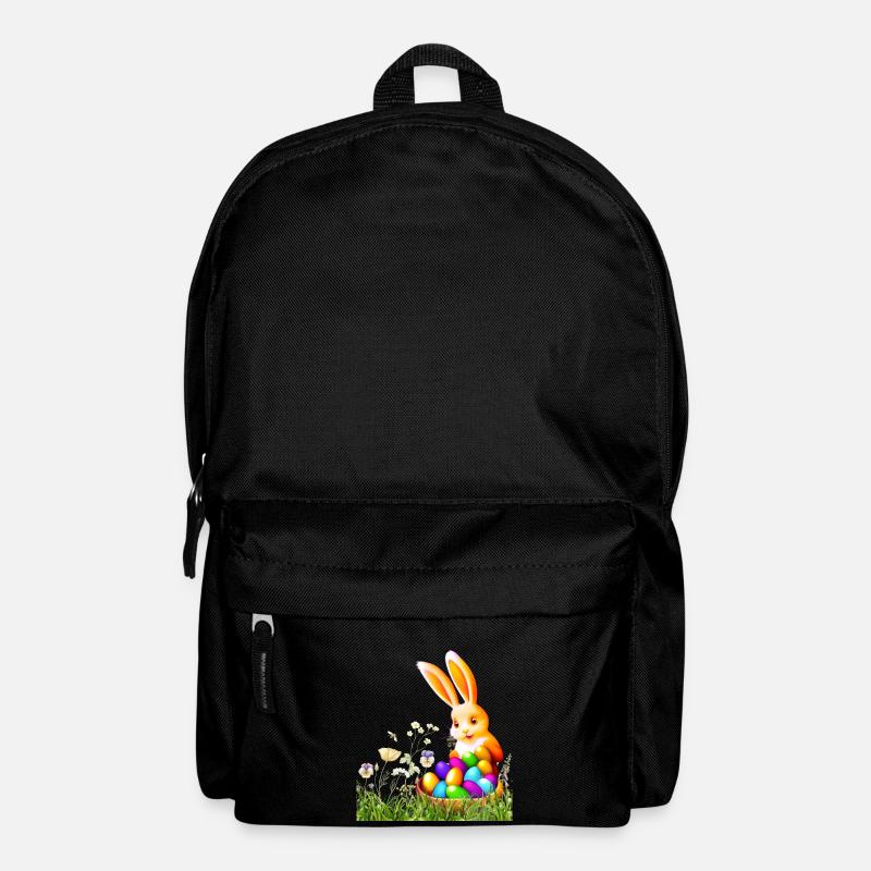 Osterhase mit bunten Eiern - Rucksack - Schwarz