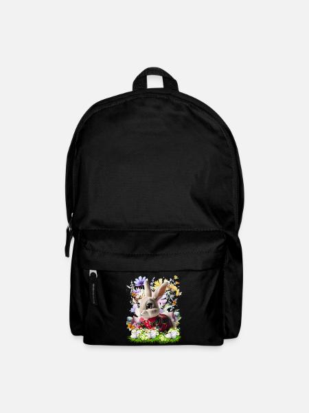 Osterhase im Blumenfeld - Rucksack - Schwarz