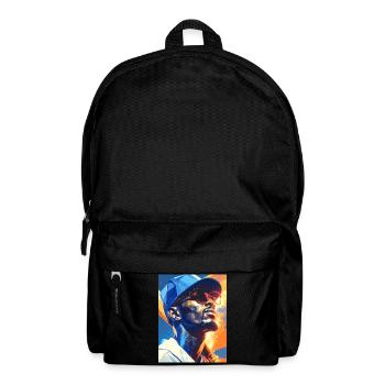 Geometric Neon Portrait Baseball Player - Backpack - black - Front