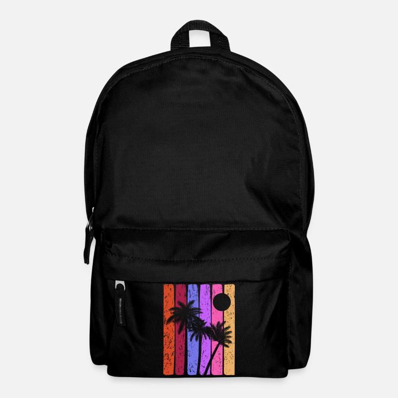Rayures tropicales coucher de soleil - Sac à dos - noir