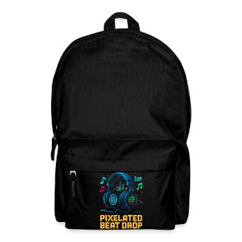 PIXELATED BEAT DROP Retro Pixel Kopfhörer 1UP - Rucksack - Schwarz - Vorne
