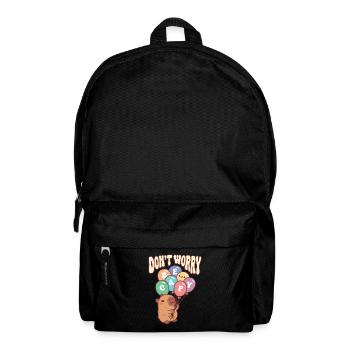 Cute Capybara With Balloons Don't Worry Be Capy - Backpack - black - Front