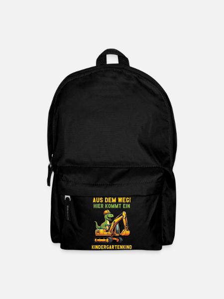 Hier kommt ein Kindergartenkind 2026 Bagger Dino - Rucksack - Schwarz