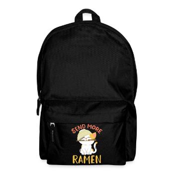 Send More Ramen Cute Kawaii Cat Noodle Art - Backpack - black - Front