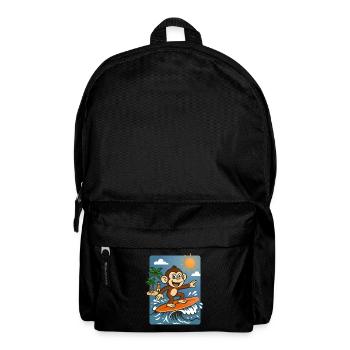 Surfing Monkey Cartoon - Summer Tropical Design - Backpack - black - Front