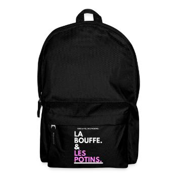 Bouffe et Potins Typo Noir Rose - Sac à dos - noir - Devant