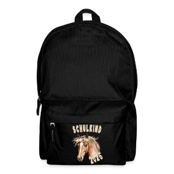 Schulkind 2026 Pferd Blumen Einschulung 2026 - Rucksack - Schwarz - Vorne