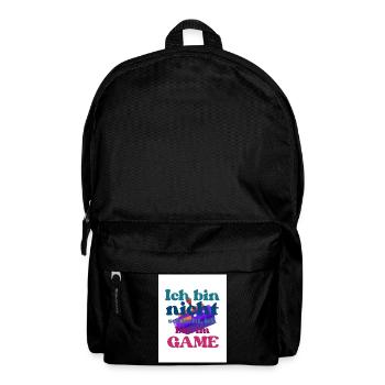 Ich bin im GAME – bunter Spruch - Rucksack - Schwarz - Vorne