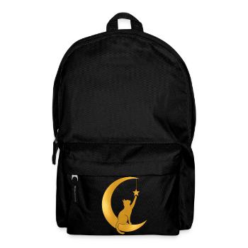 Goldener Halbmond mit einer Katze - Rucksack - Schwarz - Vorne