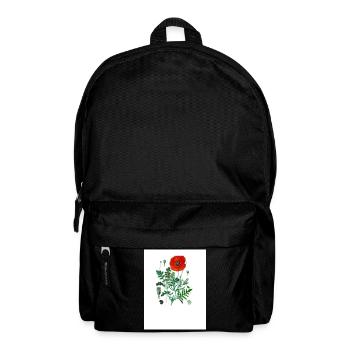 Roter Mohn in botanischer Illustration - Rucksack - Schwarz - Vorne