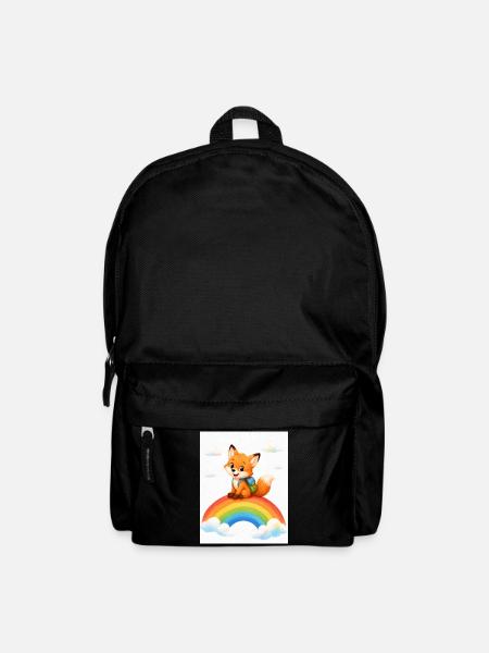 Fuchs auf Regenbogen – Aquarell - Rucksack - Schwarz