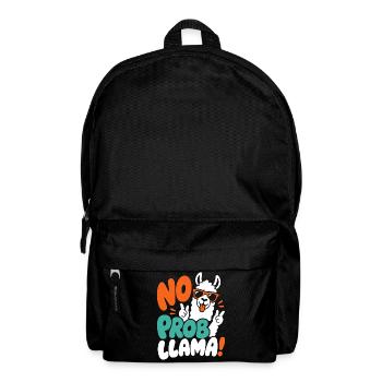 Lama mit Peace-Zeichen – No Prob Llama - Rucksack - Schwarz - Vorne