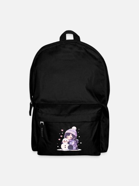 Cute Christmas Snowman Girl Winter Design - Backpack - black