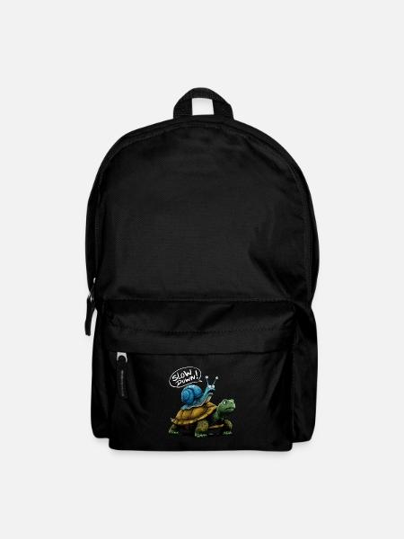 Schnecke reitet Schildkröte Lustige Tierfreunde - Rucksack - Schwarz