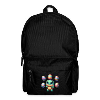 Turtle juggles colorful Easter eggs - Backpack - black - Front