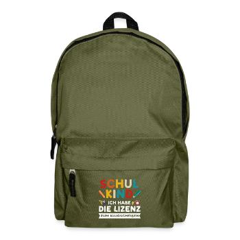 Schulkind Anfang Schulstart Geschenk - Rucksack - Olivgrün - Vorne
