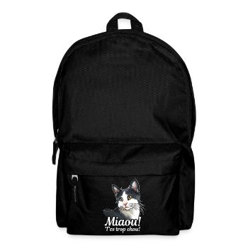 Chat noir et blanc Miaou - Sac à dos - noir - Devant