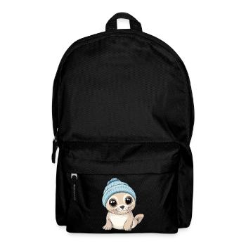 Robbe Süß Niedlich Baby Kinder Tier Cartoon - Rucksack - Schwarz - Vorne