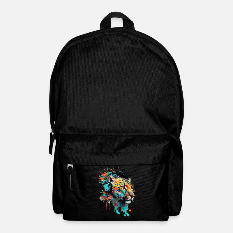 Leopard mit Kopfhörern DJ - Rucksack - Schwarz