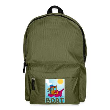 Buntes Bild eines lustigen Schleppers - Rucksack - Olivgrün - Vorne
