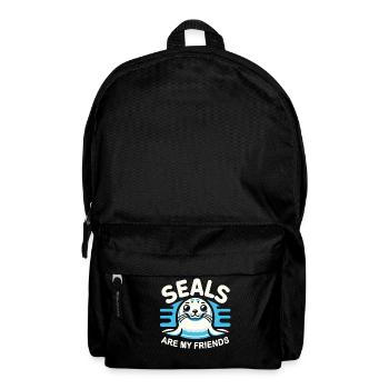 Seal, Seal, Animal, Sea Lion - Backpack - black - Front