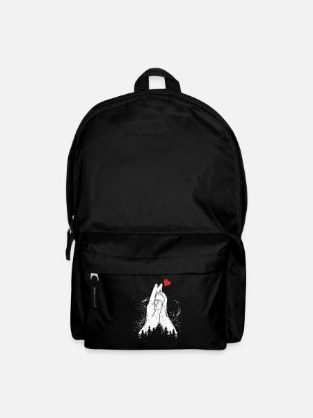 Herz + Hand + Hundepfote - High Five - Hunde Fan - Rucksack - Schwarz