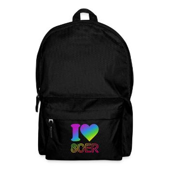 I Love 80er Jahre - bunter Regenbogen - Kostüm - Rucksack - Schwarz - Vorne