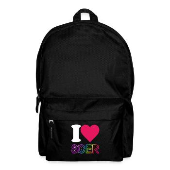 I Love 80er Jahre - bunter Regenbogen - Kostüm - Rucksack - Schwarz - Vorne