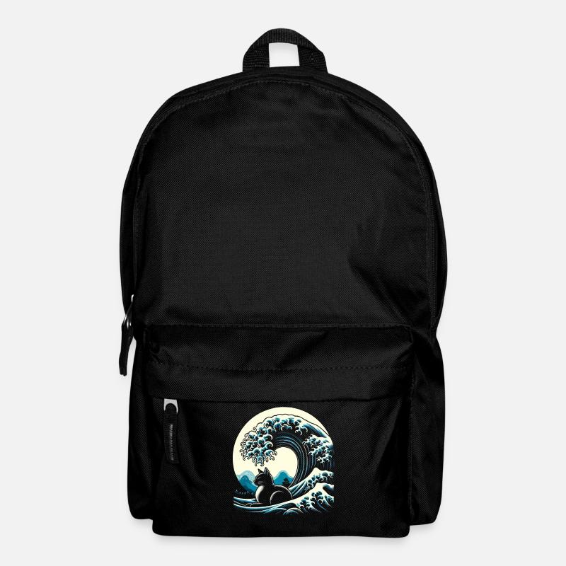 Surfing Cat The big wave off Kanagawa Surfer - Backpack - black