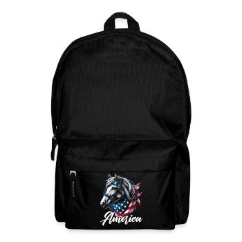 American Horse Lover USA Flag America Fourth By - Backpack - black - Front